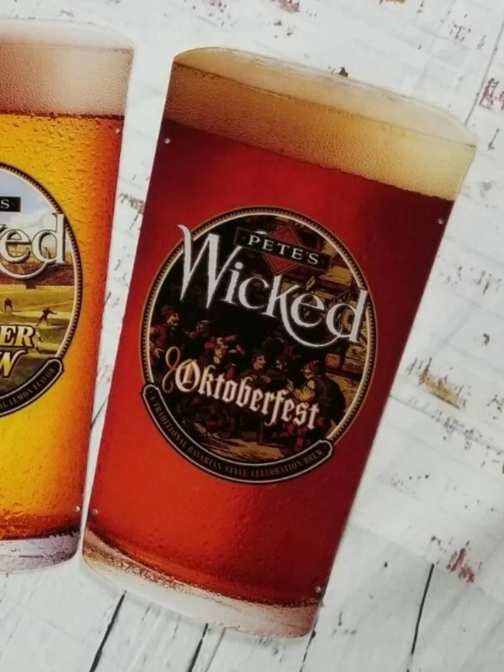 4 Vintage Pete's Wicked Signs Strawberry Blonde, Summer, Oktoberfest & Winter